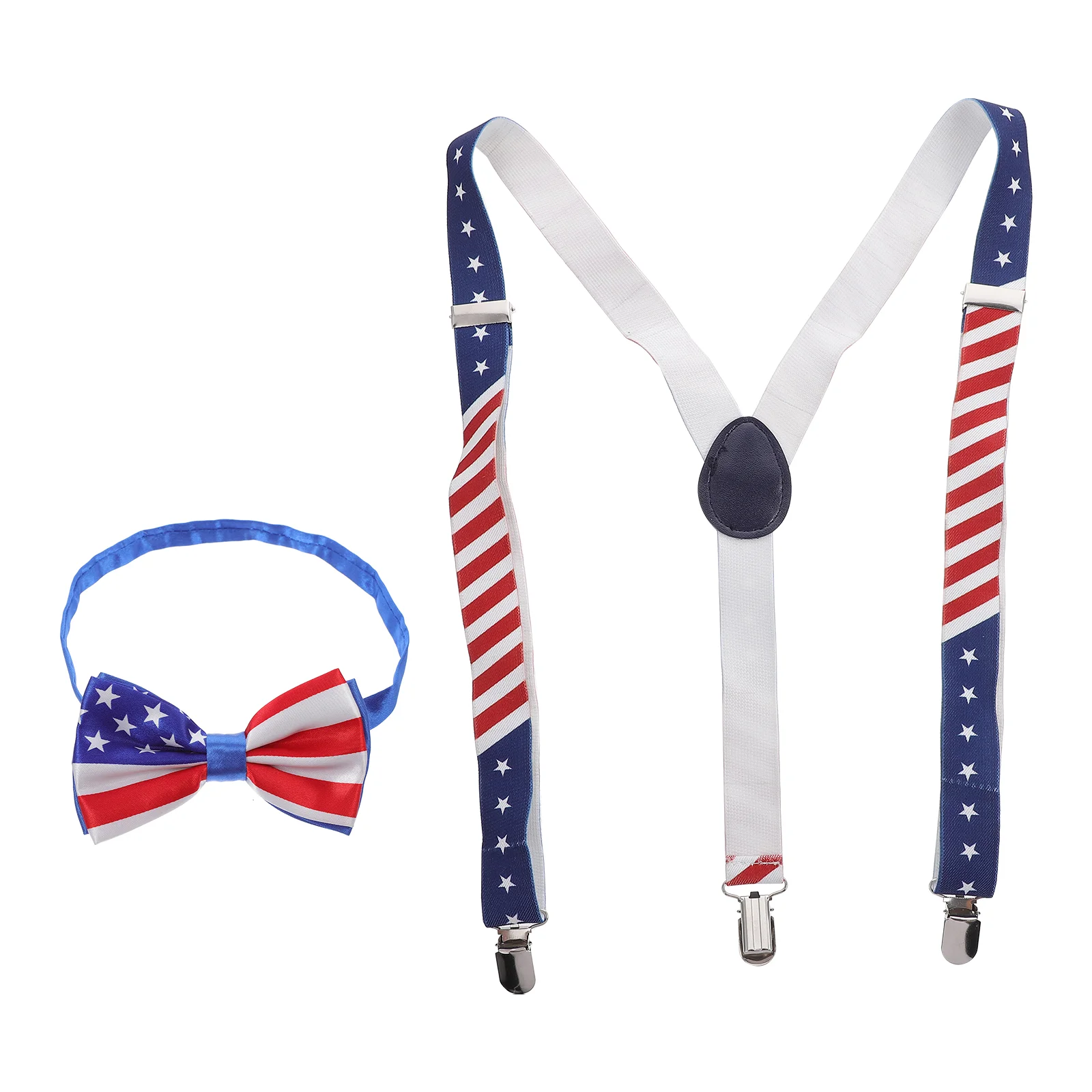 

1 Set Bow Tie and Suspenders Set National Flag Trouser Pants Straps Favor Gifts