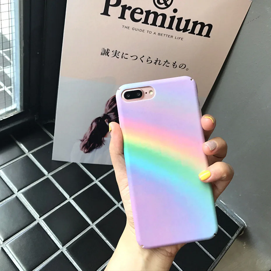 original rainbow Phone Case for iPhone 6 6s 7 8 6Plus 6sPlus 7Plus 8Plus X XR XSMAX Hard PC Frosted touch pink women girl |