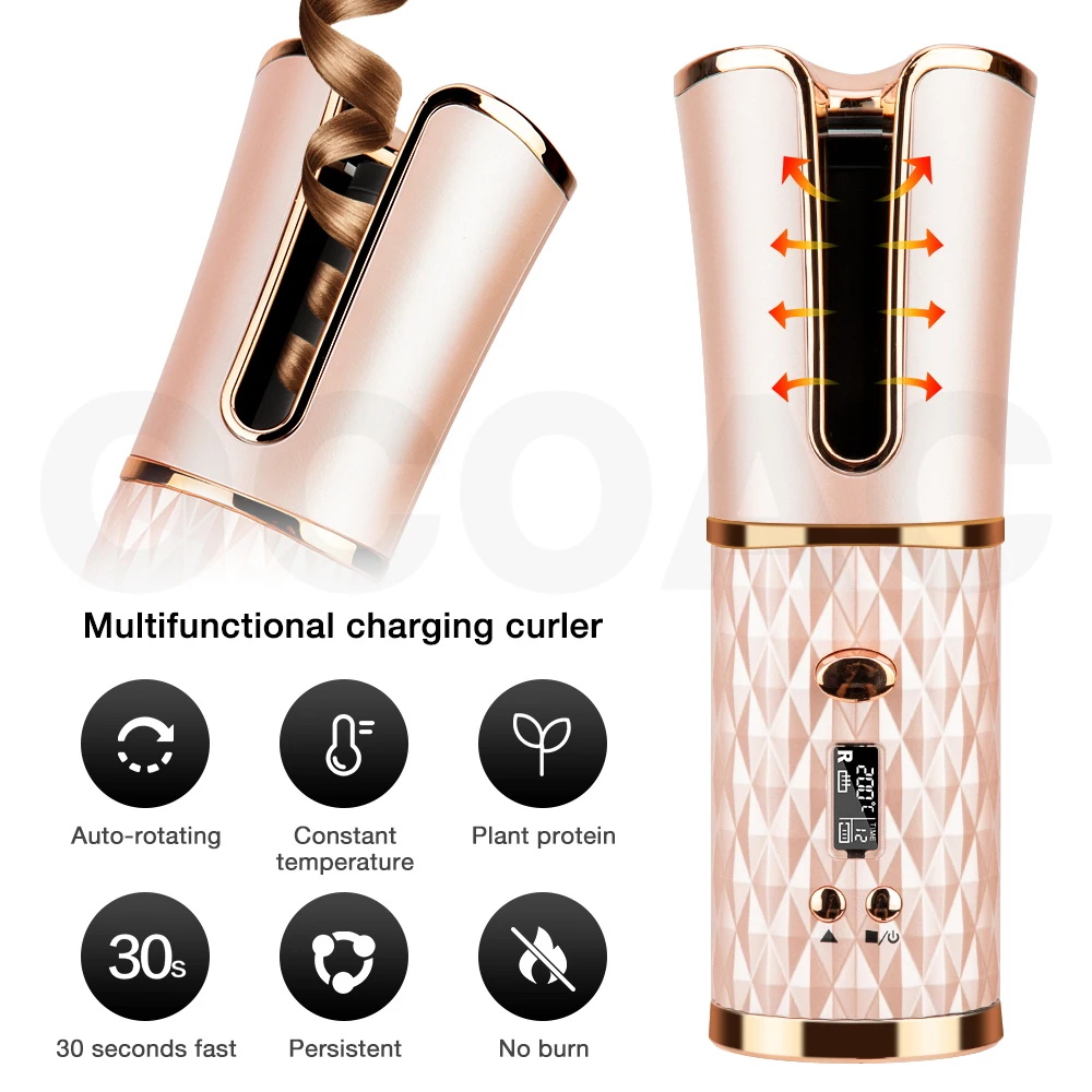 Автоматическая Плойка для завивки волос беспроводной утюжок со светодиодным