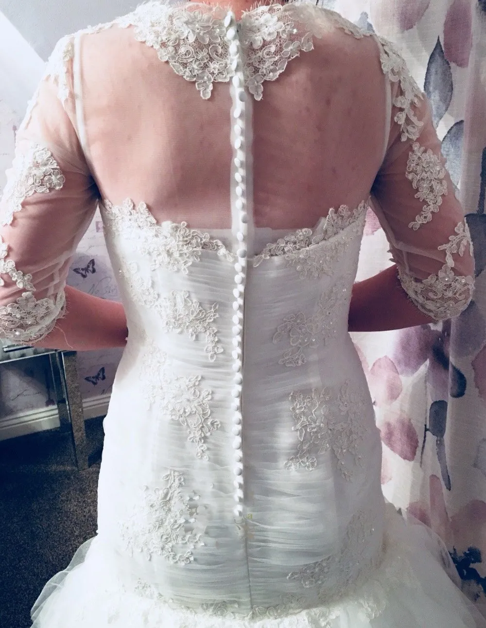 Русалка Свадебные платья Высокая шея Кружева Аппликации видеть хотя Половина