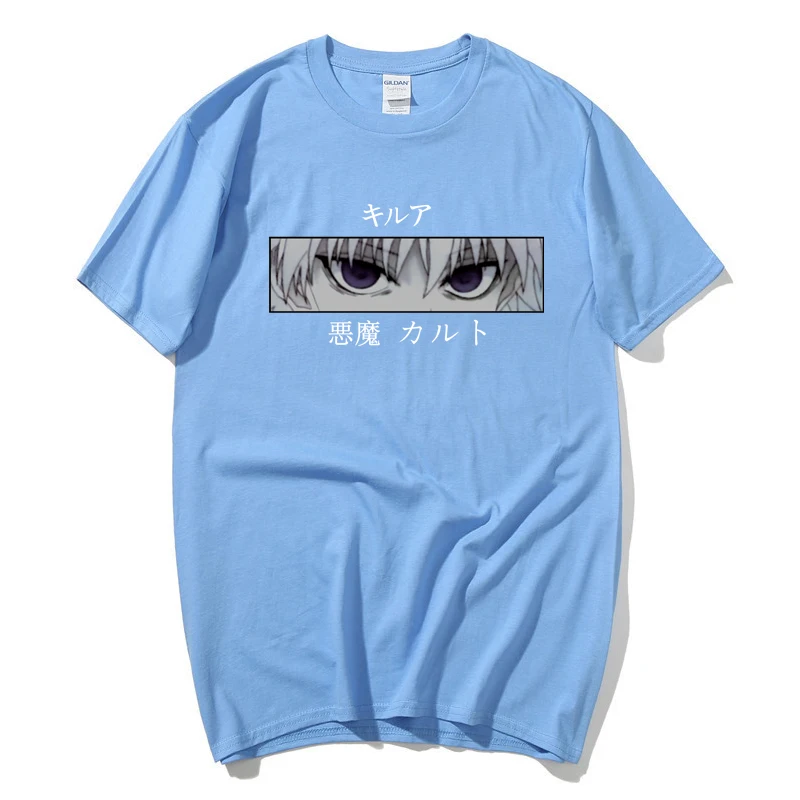 

Hunter X Hunter Anime Mens T Shirt Tops Tees Killua Zoldyck Devil Eye Teeshirt Tops Short Sleeve Casual Men Tshirt Clothes Male