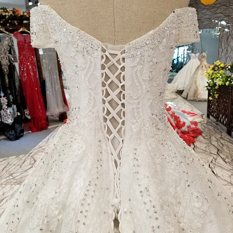 LS09670 свадебное платье длиной до пола с бисером открытыми плечами Милое Свадебное