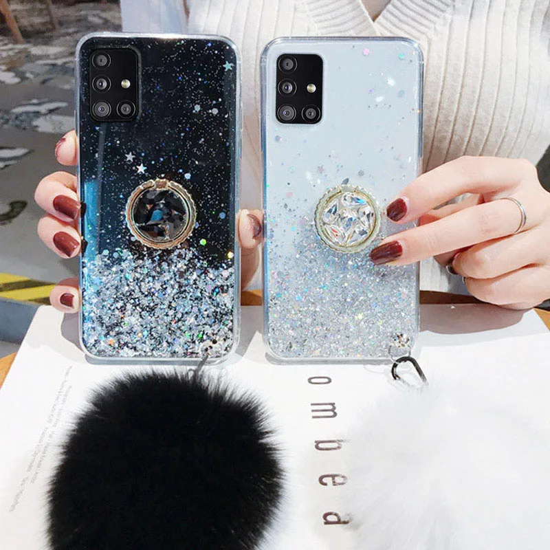 

For Samsung S9 S8 Plus Cases Luxury Bling Glitter Phone Stand Cover Samsung Galaxy S9+ S8+ S9Plus S8Plus With Hairball Case Capa