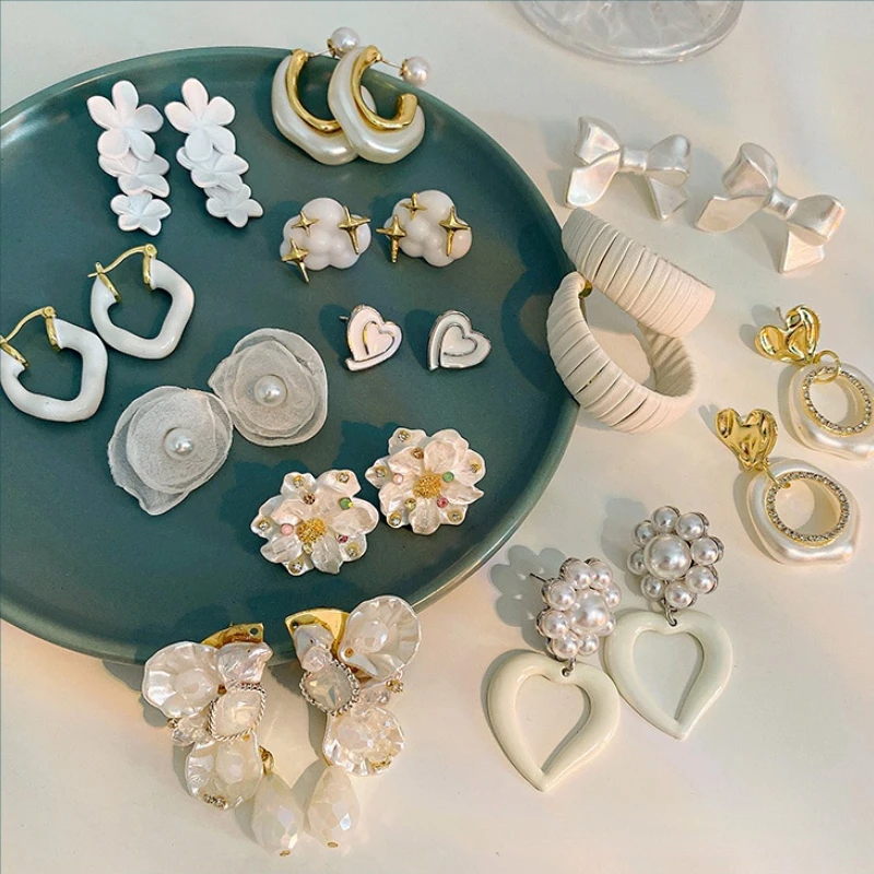 

U-Волшебные милые серьги-подвески в форме цветка C, сердца, банта, жемчуга для женщин, металлические украшения Стразы, облако, искусственные ю...