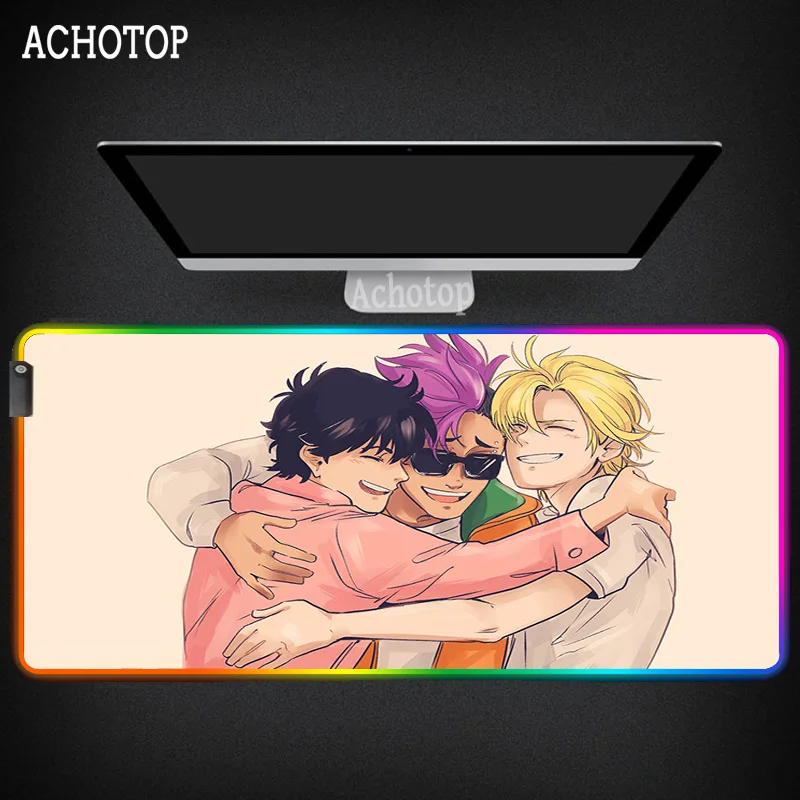 

Banana Fish Anime RGB Mouse Pad PC Computer Large Mouse Mat Carpet Mousepad Led Backlight XXL Mause Pad Keyboard Desk Mat