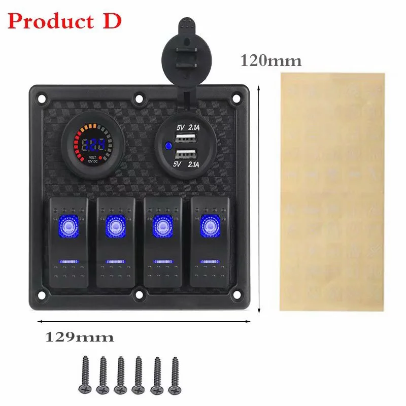 Product D 2 3/4/комплект, автомобильная панель переключателя для лодки, морская панель переключателя, 12~ 24 В, автомобильное двойное зарядное устройство USB с синим светодиодом - Цвет: Product D