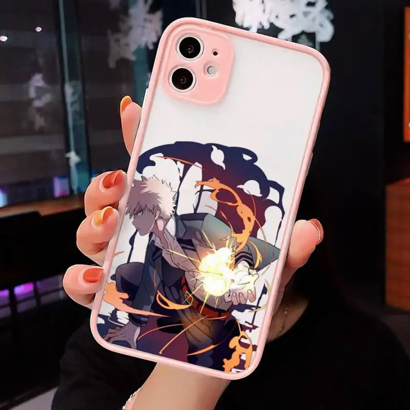

Anime My Hero Academia deku Boku Phone Cases matte transparent For Pink iPhone 7 8 x xs xr 11 12 pro plus max mini Clear Funda
