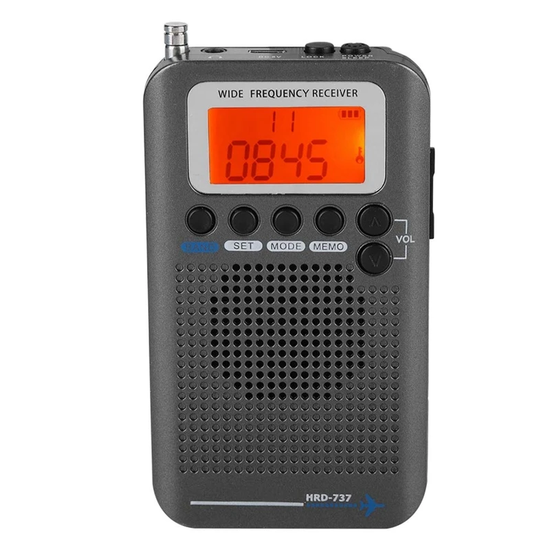 Портативный радиоприемник самолета Полнодиапазонный AIR/FM/AM/CB/SW/VHF ЖК дисплей с