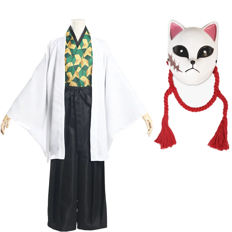 

Костюмы на Хэллоуин из японского аниме, кимоно с рассекающим демонов сабито, пальто, топы, штаны из внутренней ткани, косплей, наряд, киметсу,...