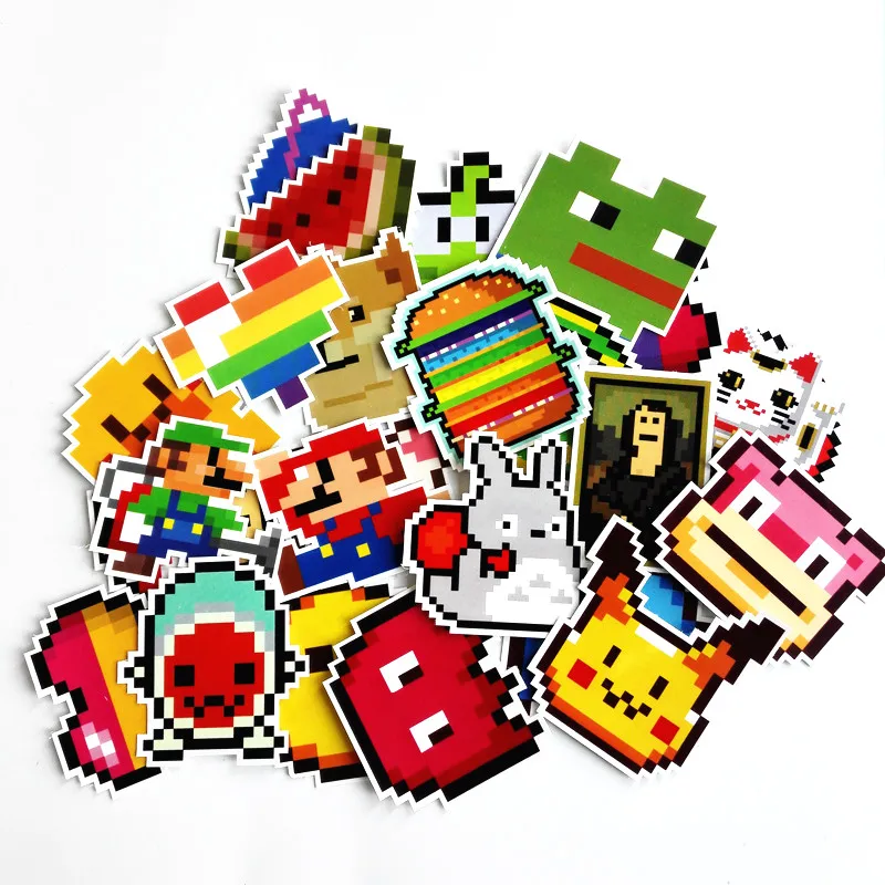 TD ZW 25 шт. наклейки с героями мультфильмов в стиле Mario Pixel для сноуборда ноутбука