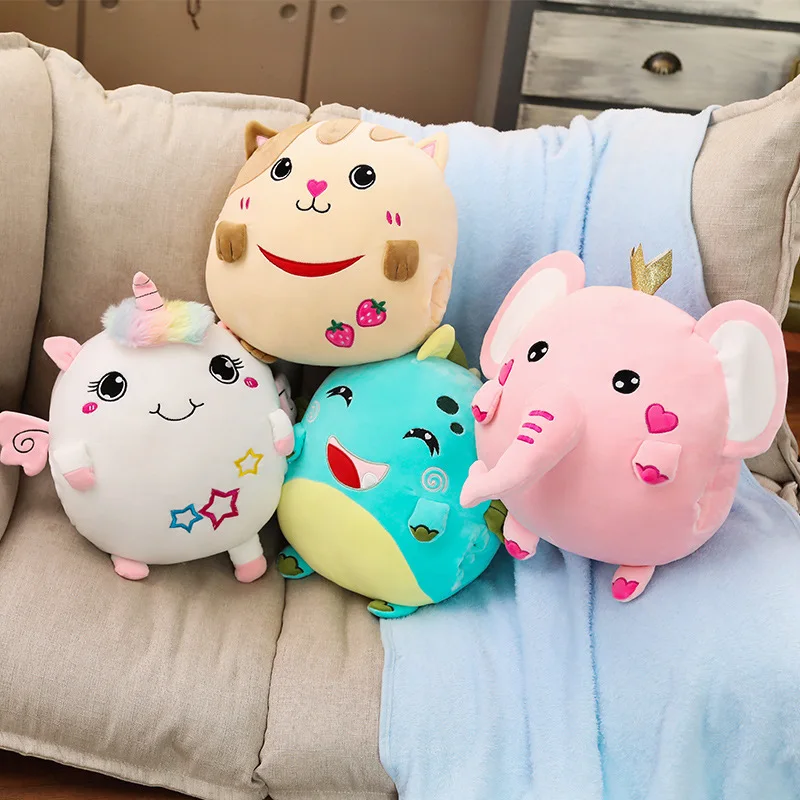 Модные мягкие единороги 2 в 1 подушки с одеялом внутри Kawaii Плюшевые Единорог слон кошка динозавр подарок на Рождество