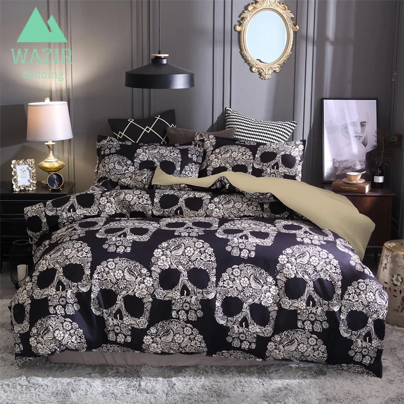 

WAZIR 3D Sugar Skull Printed Bedding Sets Single Double Queen King AU EU US Size Duvet Cover With Pillowcase bed Set bed linen