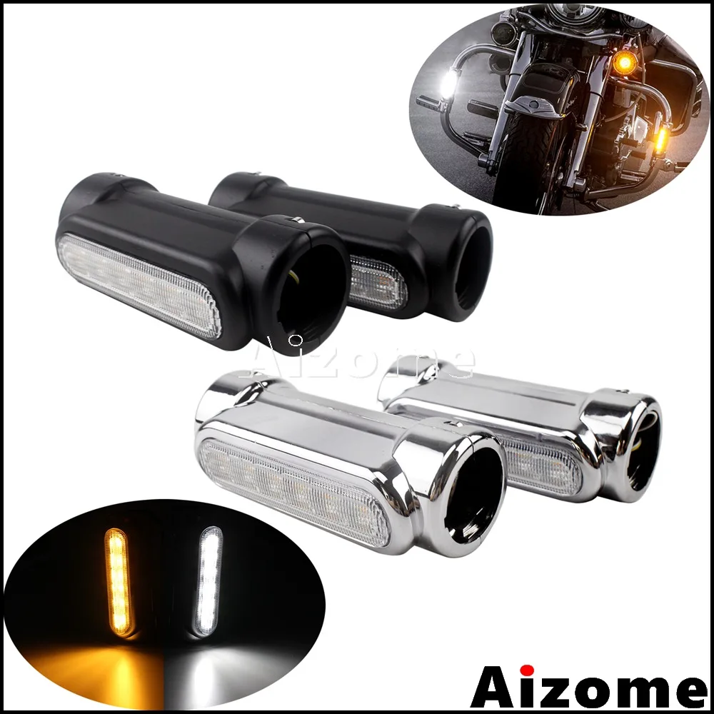 

Фасветильник дальнего света 1-1/4 дюйма для мотоцикла Harley Dyna Fat Bob Electra Glide Custom, защита двигателя светодиодный Сигналы поворота