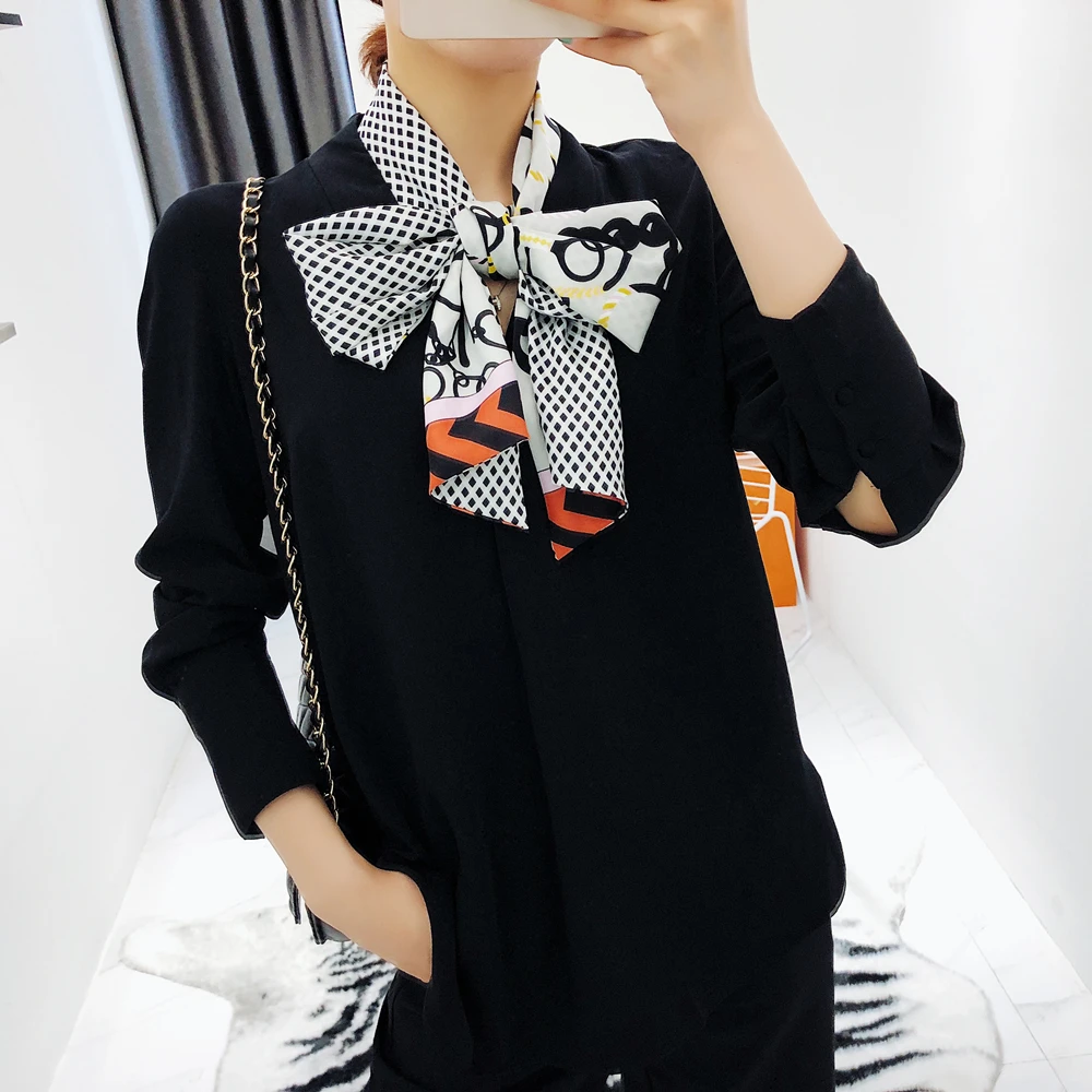 Luxury Brand Double-deck Plaid Scarf Women Design Belt Chain Fashion Neckerchief Silk Scarves For Ladies Head Handkerchief |