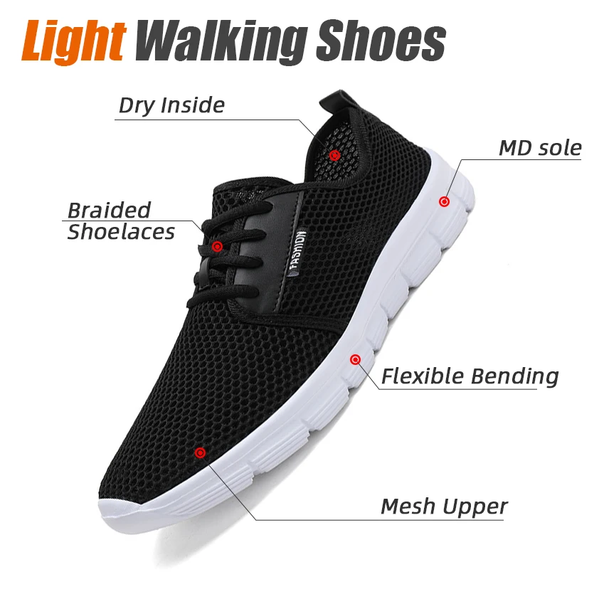 Кроссовки мужские легкие дышащие черные белые 2020 |