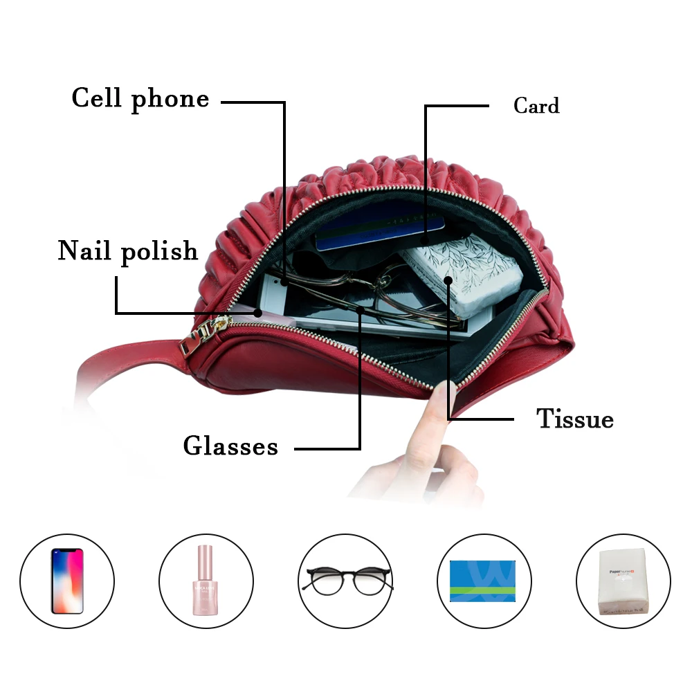 Поясные Сумки Женская поясная сумка черный красный белый чистый цвет высокое