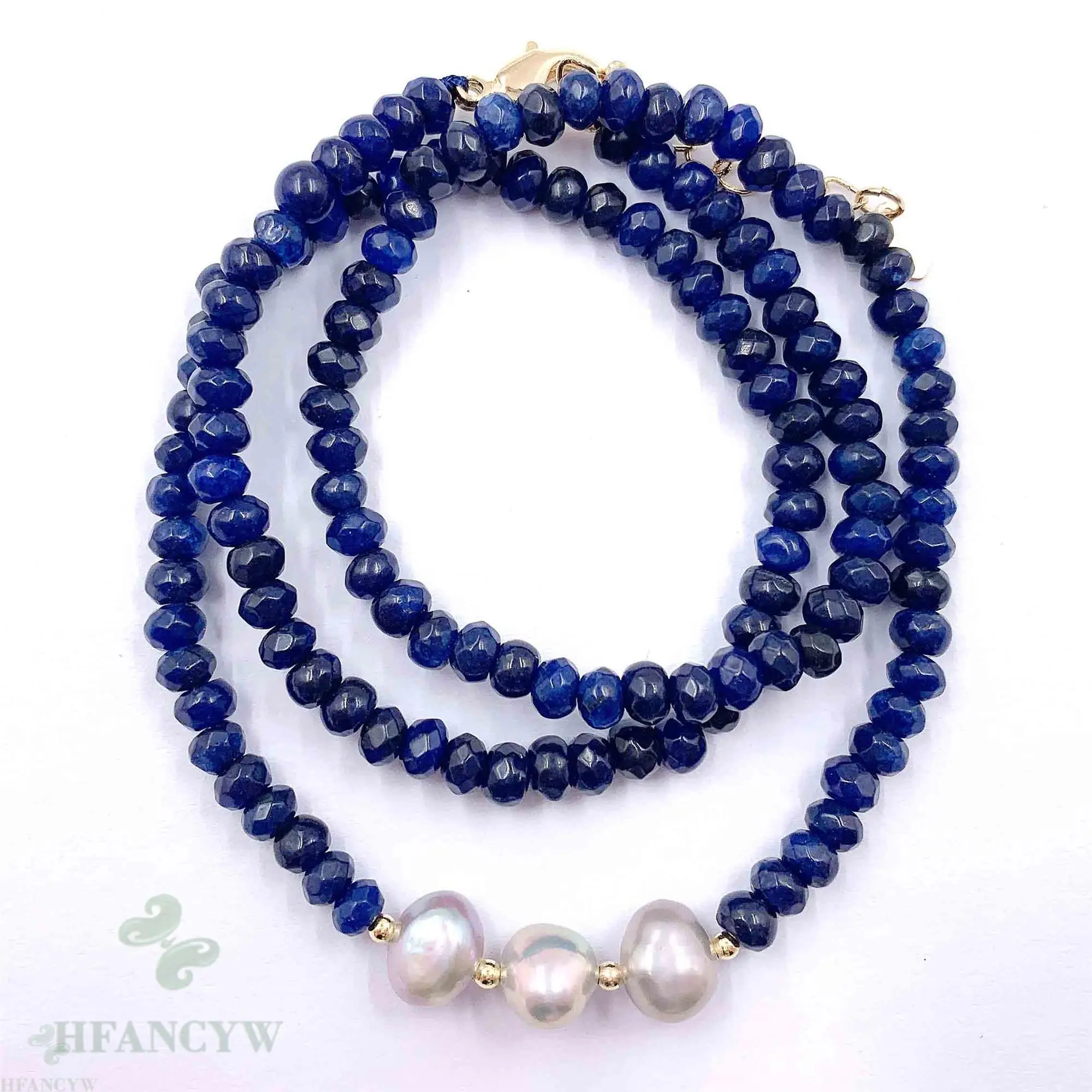 2x4 мм синий халцедон белый барокко Жемчужное ожерелье 18 дюймов подарок Аврора