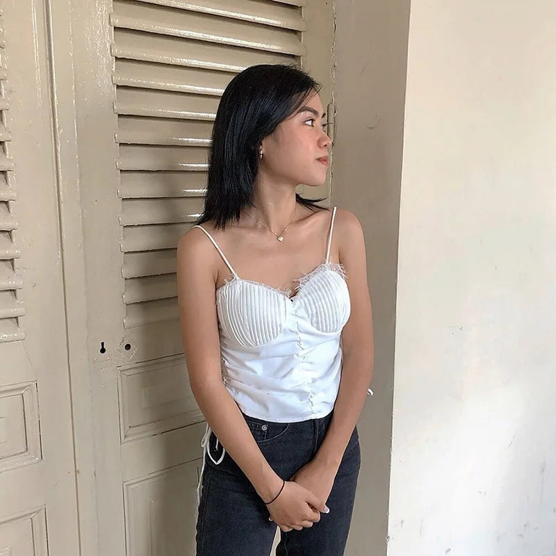 Сексуальный укороченный топ женский сексуальный бюстье черный с ремешком