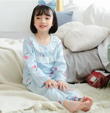 

Children's pajamas home service suit cotton long-sleeved pajamas girls autumn and winter warm baby children cute underwear
