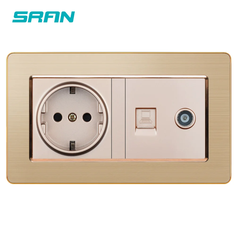 SRAN настенная розетка стандарта ЕС + ТВ Женский Разъем с сетевым компьютером