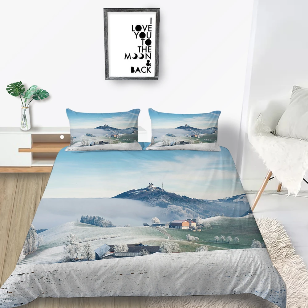 Reed Bush Bedding Set Sunset Romantic Beautiful Duvet Cover Lake 3D King Queen Twin Full Single Double Unique Design Bed | Дом и сад