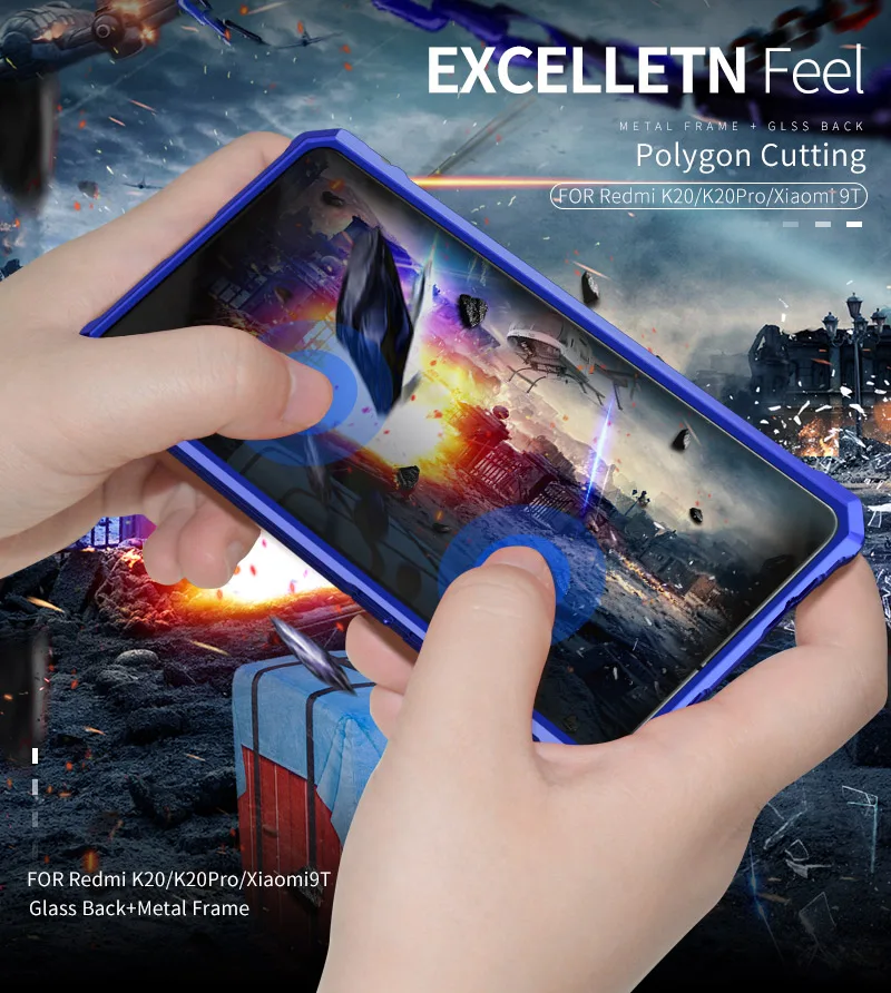 Металлический бампер для Xiaomi mi 9 t Pro, металлический корпус, прозрачная стеклянная задняя крышка для Xiao mi 9 t mi 9 t, роскошный противоударный