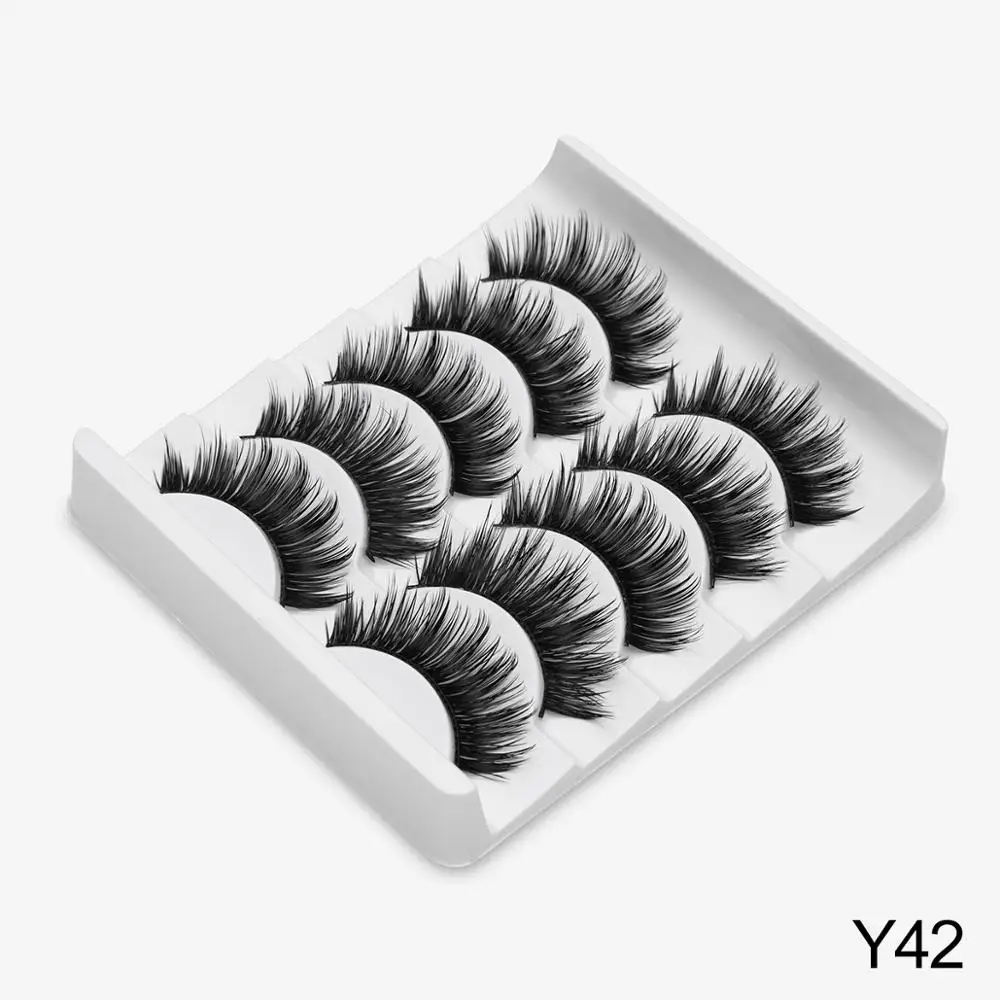 Y42 5 пар ресниц натуральные длинные 3D Искусственные норковые ресницы толстые ручная работа полная полоса ресницы Объемные мягкие норковые ресницы накладные ресницы - Цвет: Y42