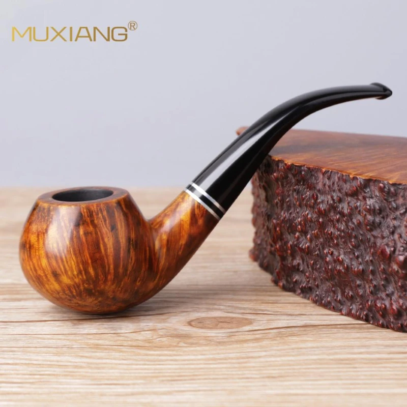 

Heather Wood Pipe Handmade Solid Wood Pipe Tobacco Apple-style Metal Decorative Ring Wooden Pipe Tobacco Accessories Pipe