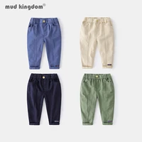 mudkingdom boys casual pants fashion solid buttons elastic waist slant pocket loose thin trousers for little boy spring clothes