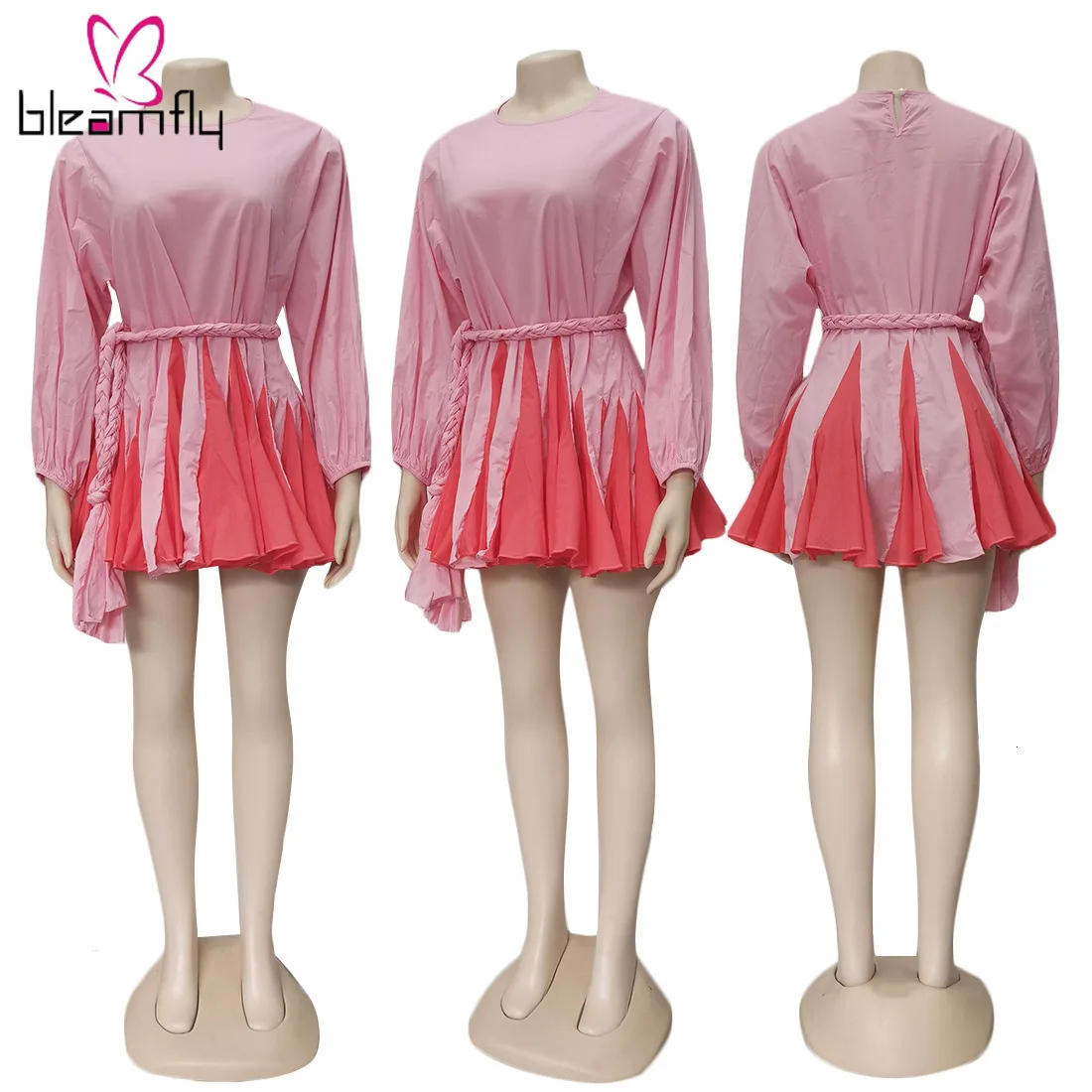 2019 женское летнее новое бальное платье с длинным рукавом и О-образным вырезом