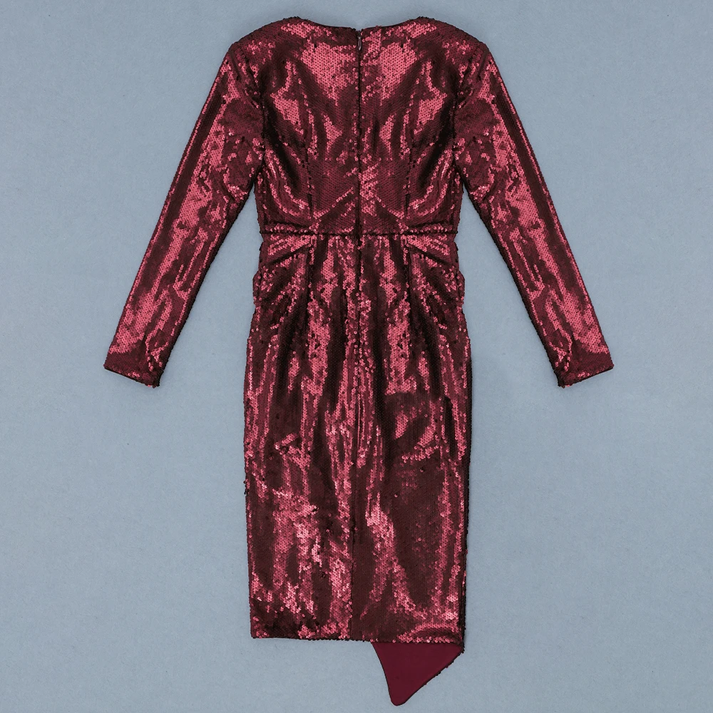 

Elegant sexy women red v neck long sleeve Summer bodycon Celebrity Party bandage dress wholesale