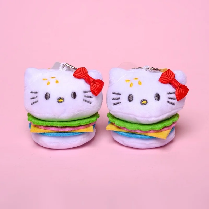 

New Style Cute Cartoon Cat Burger Kawaii Hellokittys Plush Toys Doll Bag Pendant For Boy Girl Gift