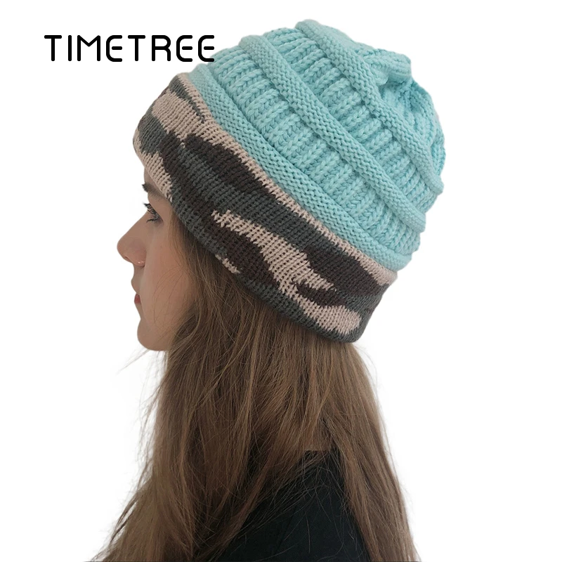 

Fashion Camouflage Gradient Winter Women&Men Thicken Beanies Caps knitting Soft Wool Berets Caps Snapback Outdoor Leisure Hats