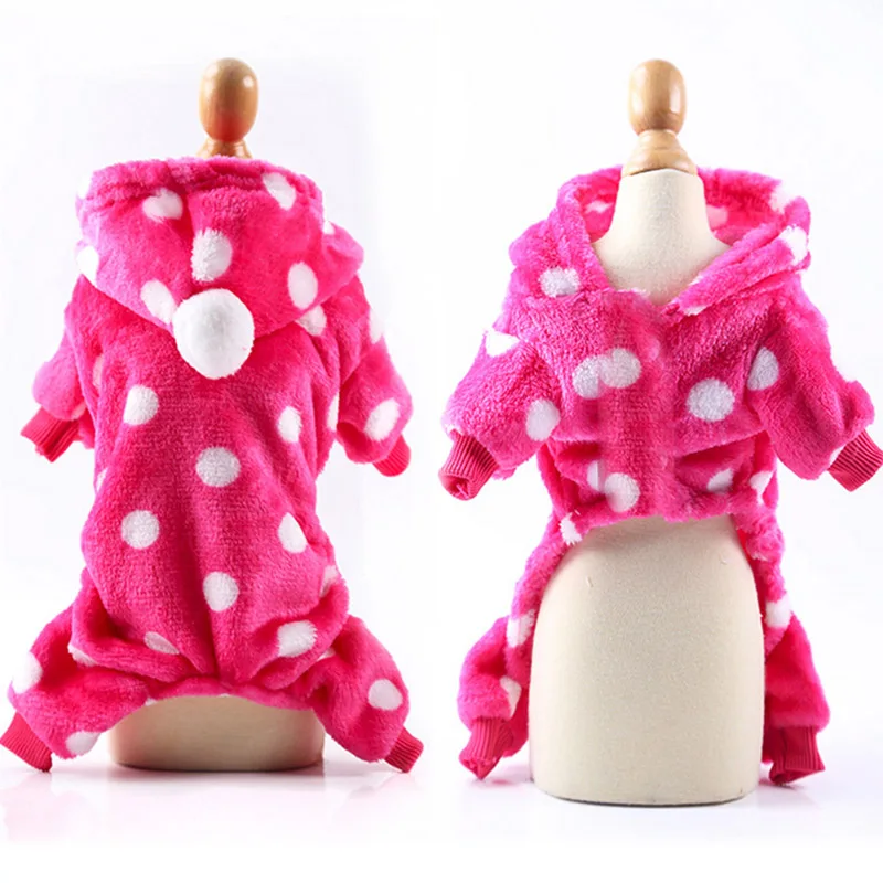 Rose Red Одежда для собак, Пижама, флисовый комбинезон, зимняя одежда для собак, четыре ноги, теплая одежда для домашних животных, наряд для маленьких собак, костюм звезды, одежда 30 - Цвет: Rose Red