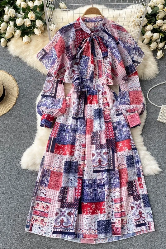 

VANOVICH Fashion Women Dress European Spring and Autumn New 2022 Casual Dress Female Printed Chiffon Women Clothing