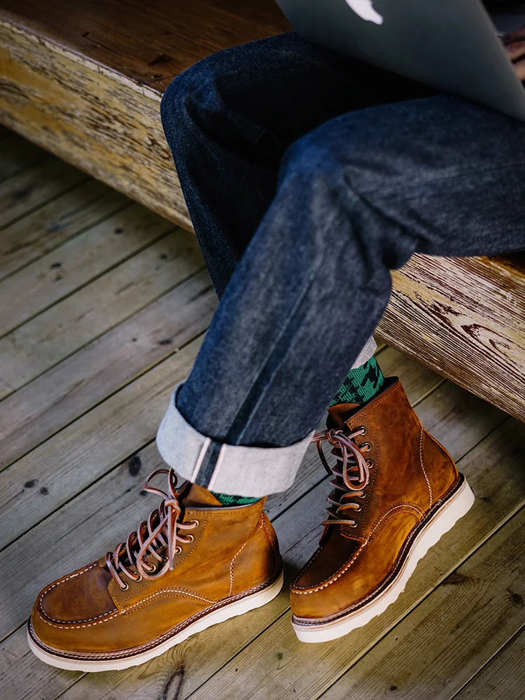 Обувь в винтажном стиле из натуральной кожи Мужские Кожаные Мотоциклетные