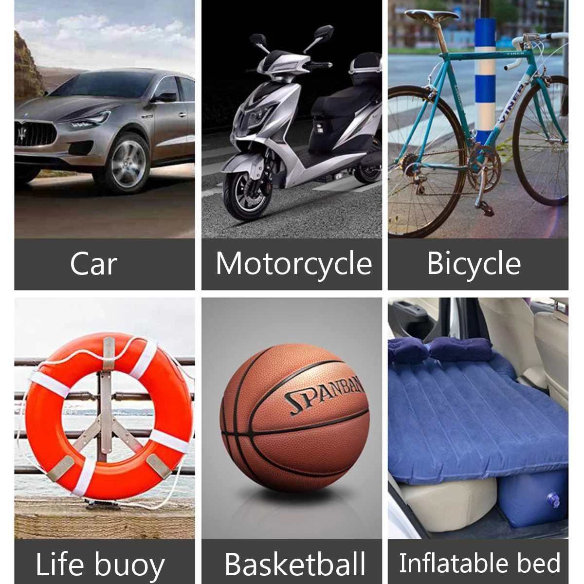 Лобовое цифровое насосное устройство для шин с ЖК-дисплеем на 12 В для автомобиля, портативный насос для воздуха с компрессором 150PSI и USB-питанием для надувания моторных велосипедов.