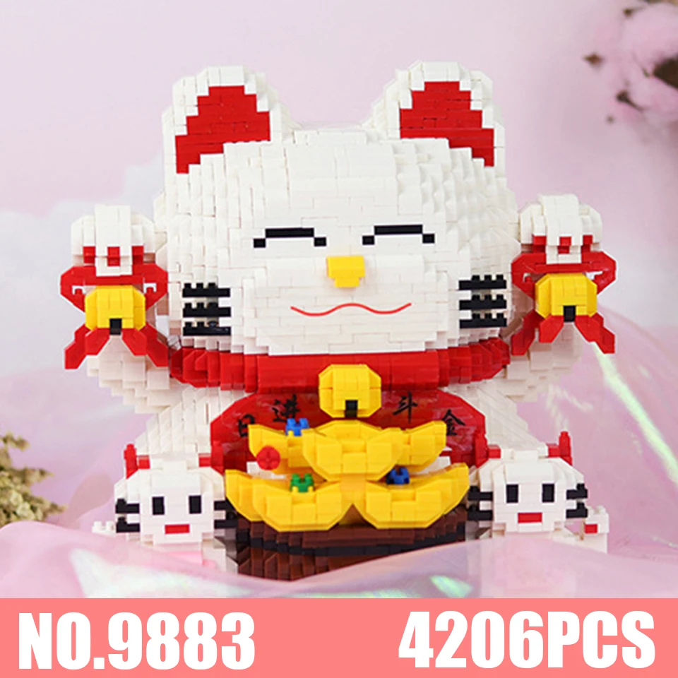 

Cute Animal Lucky Fortune Cat Piggy Bank Model Building Blocks Set Money Box DIY Mini Diamond Bricks Toy for Boys Children Gifts