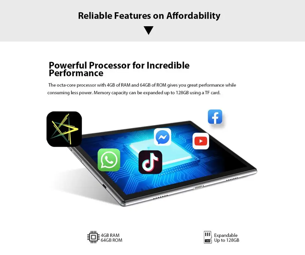 Blackview Tab 8 Tablet Octa core 10.1 inch 4GM+64GM 13MP SC9863A Android 10 Rear Camera 1200*1920 FHD IPS Dual SIM4G LTE Phone