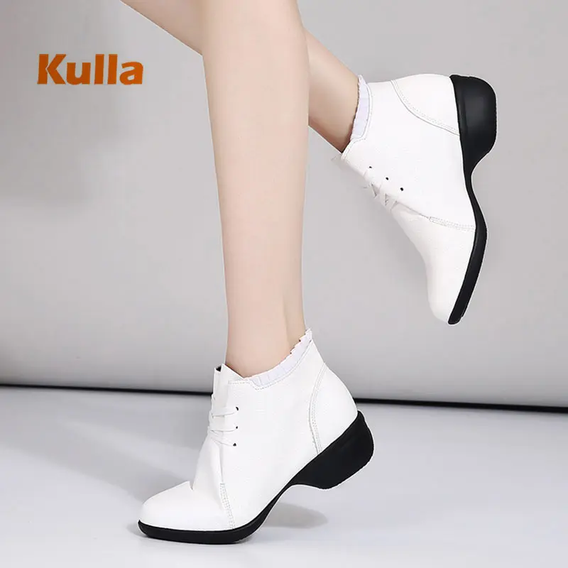 Women Dance Shoes Jazz Woman's Modern Dancing Shoes Autumn Winter White Black Soft Bottom Size 35-41 Square Sports Female Shoes