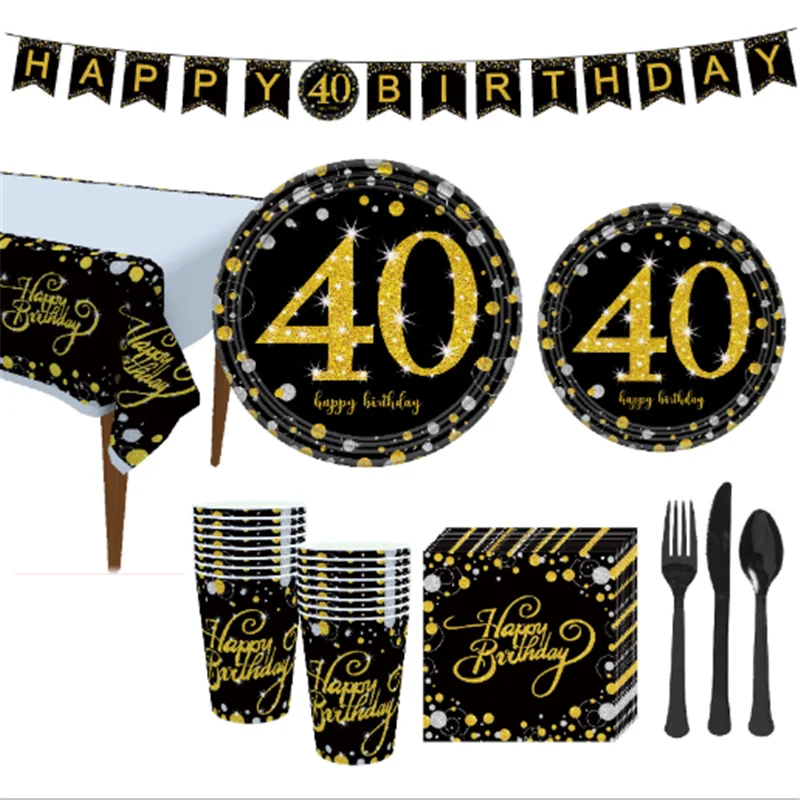 Happy Birthday 30 40 50 60 70 80 Years Old Party Decoration Disposable Tableware Supplies Bachelor Party Banner Spiral Garland