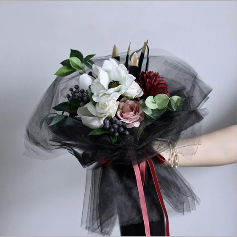 5 шт./лот ткань из органзы Цветочные материалы для упаковки цветов цветочная