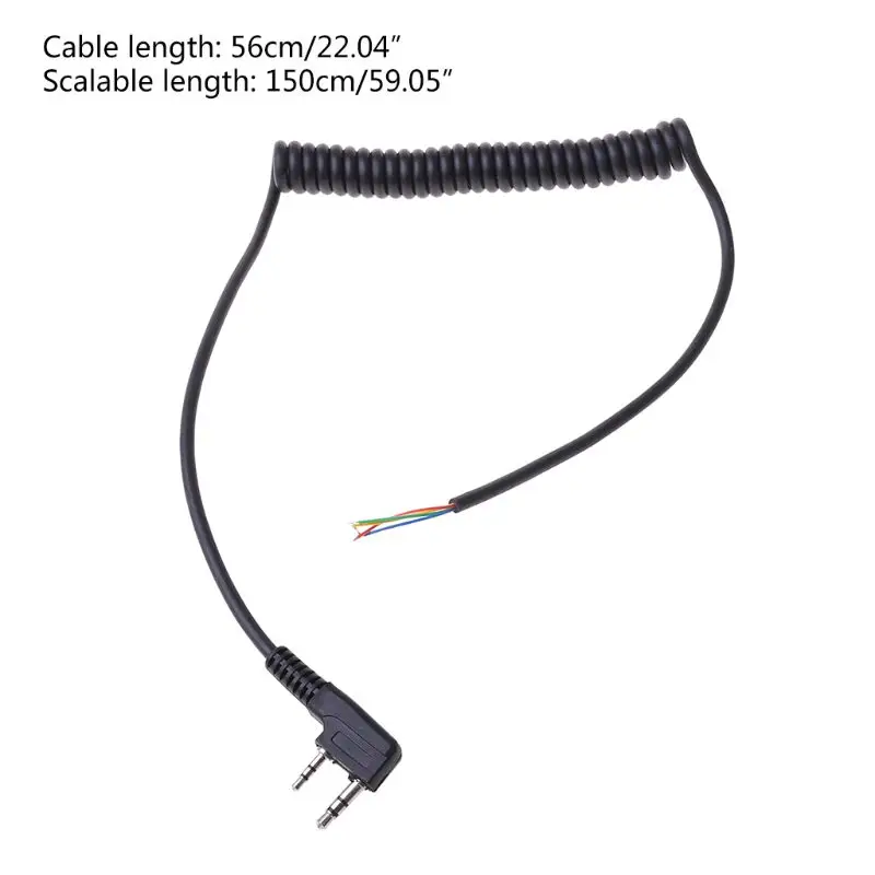 

DIY K Head 2 pin 4 Wire Mic Microphone Speaker Cable Spring Line for Baofeng UV5R UV-5R For Kenwood TK370 Walkie Talkie