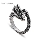Винтажные готические кольца для мужчин и женщин, кольцо в стиле панк, Готическая змея, дракона, серебряное кольцо, открытое регулируемое кольцо, ювелирные изделия