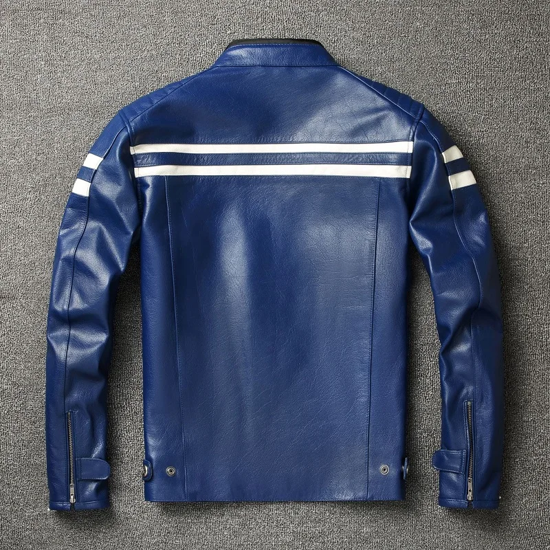 

Autumn And Winter Man Leather Top Layer Leather Stand Collar Motorcycle Clothing Cycling Wear Leather Jacket