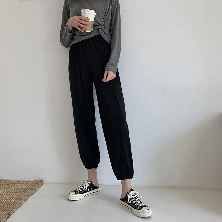 

Summer pants women's loose and versatile trend shows thin student sports pants wide leg casual pants small leg Harem Pants