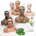 Nunify реалистичный полутело Двойные Плечи ПВХ Обучение манекен головы для дисплея парики на шляпы ювелирных изделий