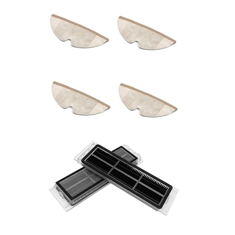 

AD-2PC Dust HEPA Filters Replacement Parts with 4PC Mop Cloth Accessories Full Coverage