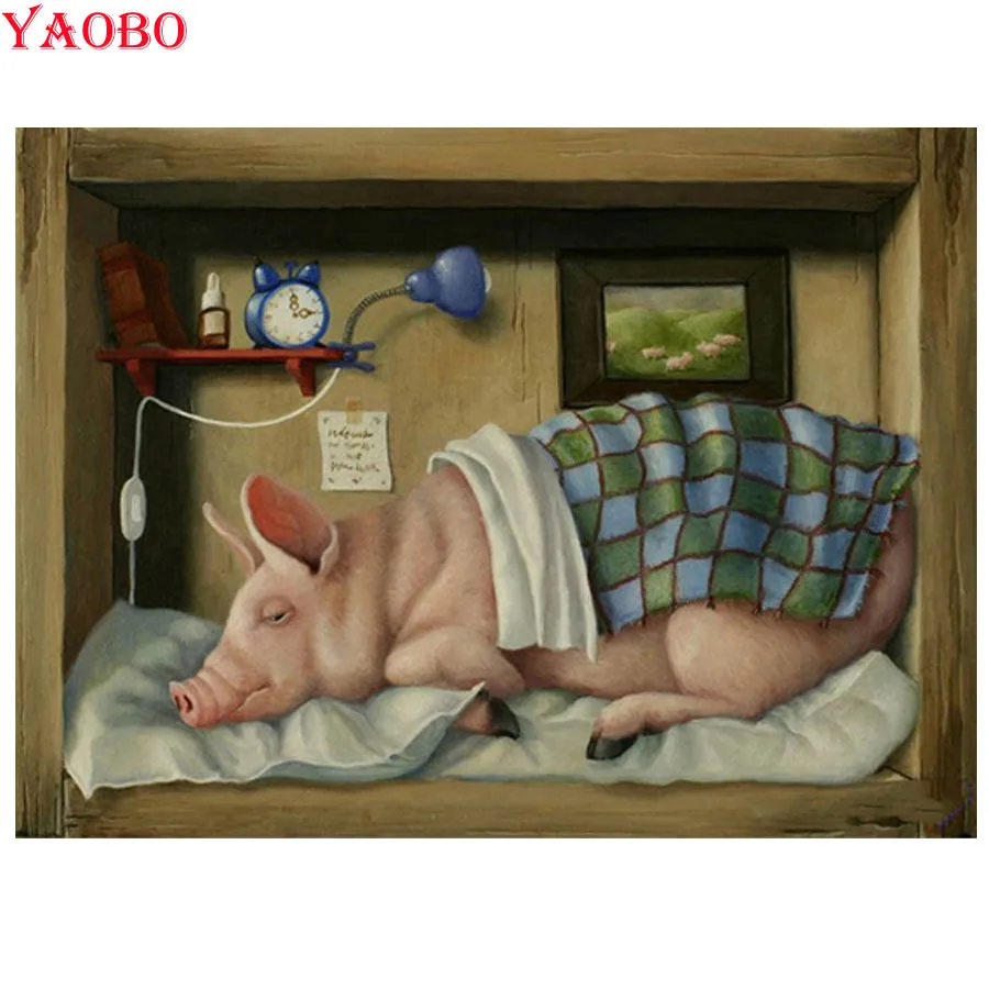 5d полноразмерная Алмазная картина сделай сам с изображением спящей свиньи