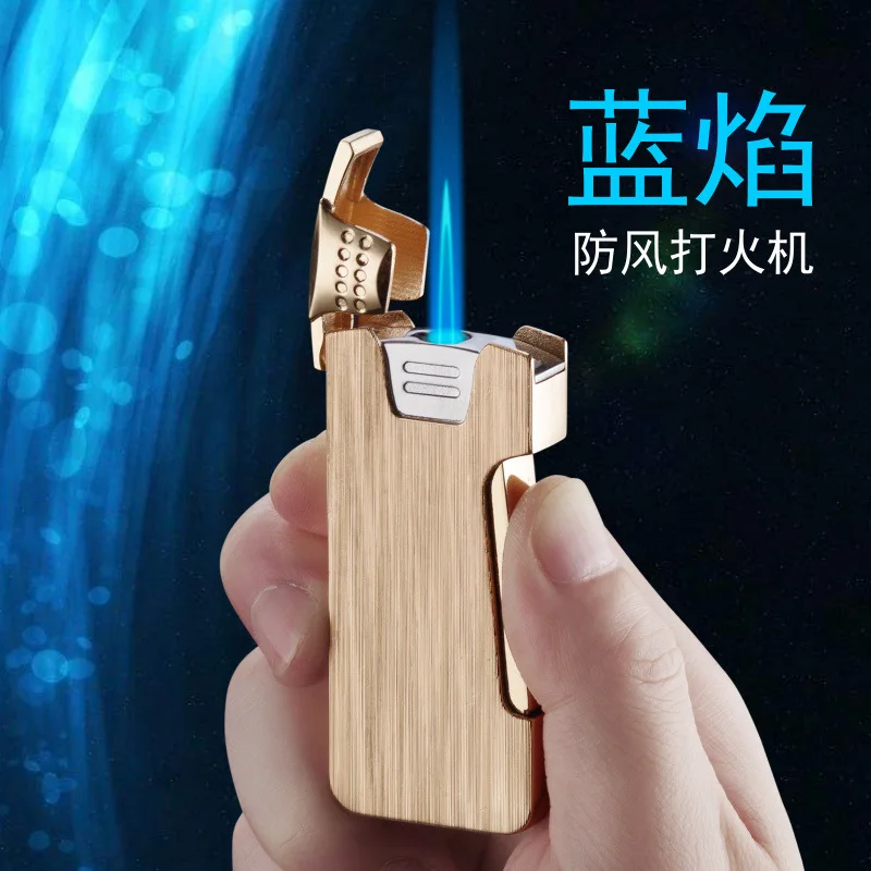 Зажигалка с боковым нажатием бутановая газовая зажигалка откидной крышкой